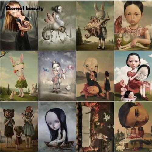Diamond Painting Girl Portrait Abstract Figure Mosaic Art Paintings Cross Stitch Kits Diamond Embroidery Home Wall Decoration