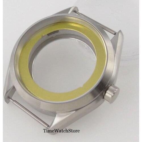 41mm Brushed / Polished Watch Case Fit For ETA 2836 Miyota 8215 821A NH35 NH36 Movement Sapphire Crystal Glass Back Cover