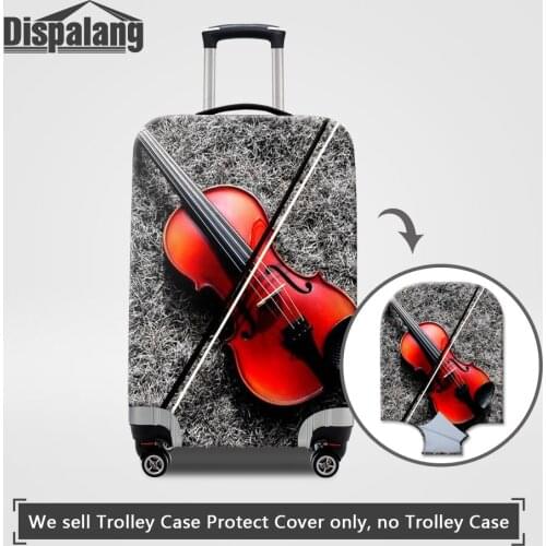 Dispalang Thick Stretch Suitcase Cover For Travel Violin Print Women Travel Accessories Dustproof Luggage Cover For 18-32 Inch