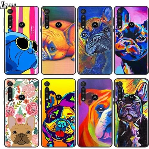 French Bulldog dog animals For Motorola E6 E7 G8 G9 G Edge Stylus Power Play Lite One Hyper Marco Plus Black Soft Phone Case
