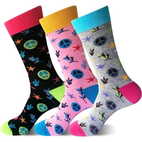 Color team combed cotton men socks Harajuku Street hip hop fun taste socks male / female casual designer brand art couple funny