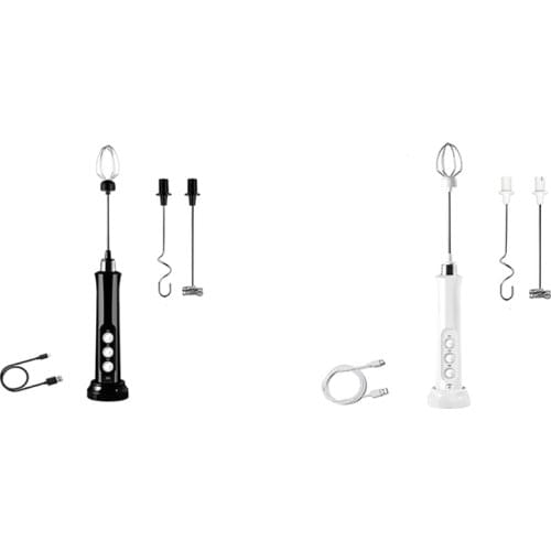 Electric Milk Frother,Handheld Foam Maker with 3 Stainless Whisks for Coffee,3 Speeds USB Rechargeable Drink Mixer