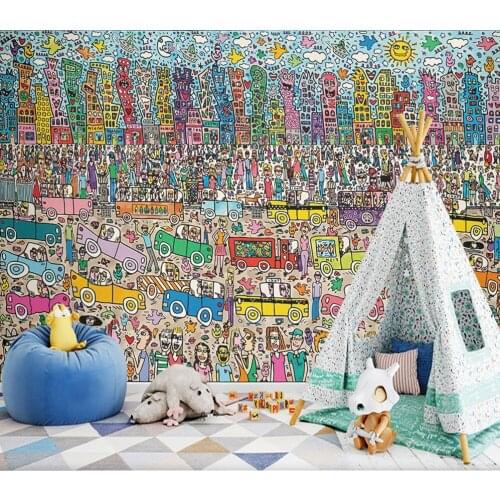 Custom Abstract Scrawl Puzzle 3d Cartoon Murals Wallpaper for Child Baby Room Background 3d Wall Mural 3d Cartoon Wall paper