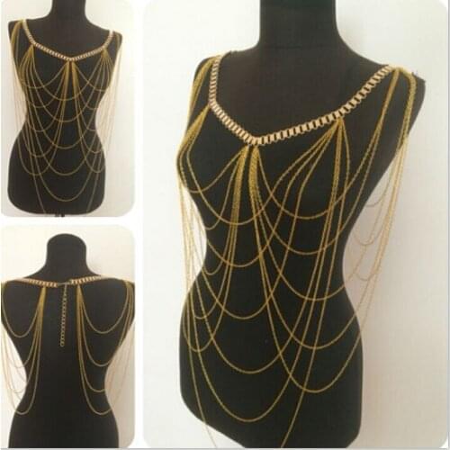 HOT SALE! Free Shipping Fashion B702 Women Gold Colour Chains Jewelry Rock Women Layers Body Chains Jewelry 3 Colors