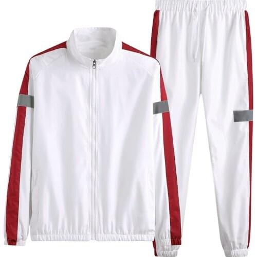 KKSKY Tracksuit Men Set Clothing Two Piece Striped Polyester Mens Sweatshirt Sporting Gyms Jacket+Pants Sport Track Suit Set Man