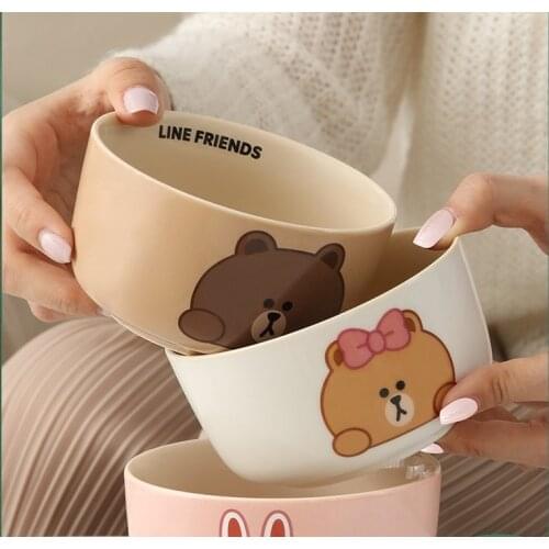 OUSSIRRO Cartoon Animals creative instant noodles bowl with lid ceramic bowl cute student job bowl soup bowl
