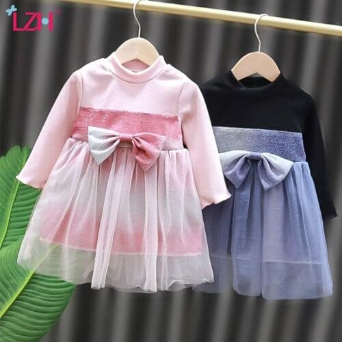 LZH 2021 Toddler Girl Clothes Long Sleeve Childrens Dresses Mesh Princess Dress For Babies Autumn Kids Dresses 1-2-3-4 Years