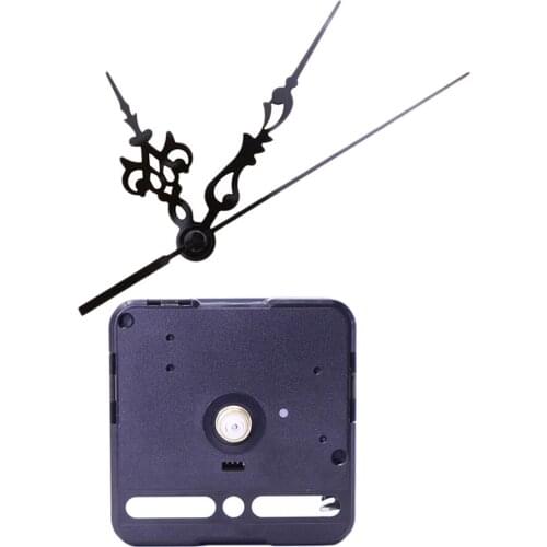 Black Wall Clock Movement With 3 Hand Fits 0.11in Thick Dial Motor Mechanism Kit