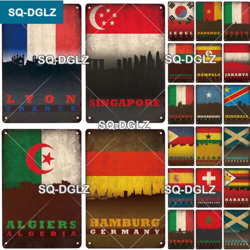 City Plaque Metal Vintage Bar Furniture Plates Panels Tiki Bar Sign Vintage Decor Man Cave Decoration Personalized Plate