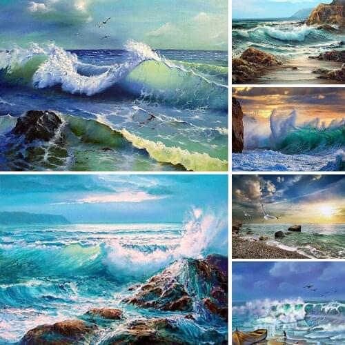 5D DIY Diamond Painting Sea Landscape Cross Stitch Kit Full Drill Square Embroidery Mosaic Picture of Rhinestones Home Decor
