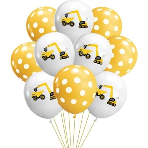 10/20pcs Excavator Truck Latex Balloons Set Engineering Vehicle Theme Balloons Birthday Party Decoration Boys Party Supplies