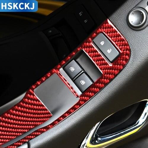For Chevrolet Camaro 2012 2013 2014 2015 Carbon Fiber Sticker Car Window Lift Switch Button Panel Trim Interior Car Accessories