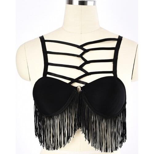Independent Design Tassels Harness Bra Pastel Goth Cross Brassiere Pole Dance Rave Body Harness Fetish Sexy Lingerie Cage Bra