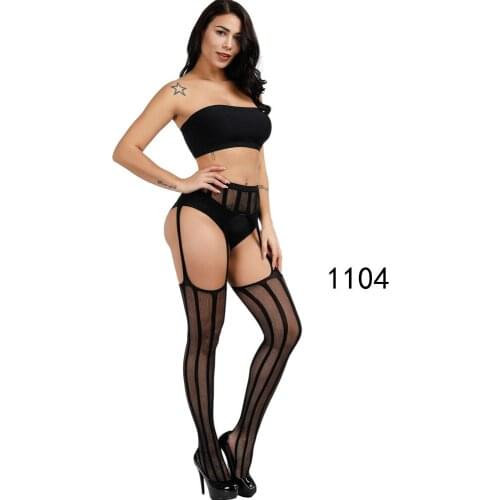 2021 Latest Popular Sexy Underwear Lace Transparent Suspender Net Socks Black Sexy Temptation No Take Off Waist Wishing Net Stoc