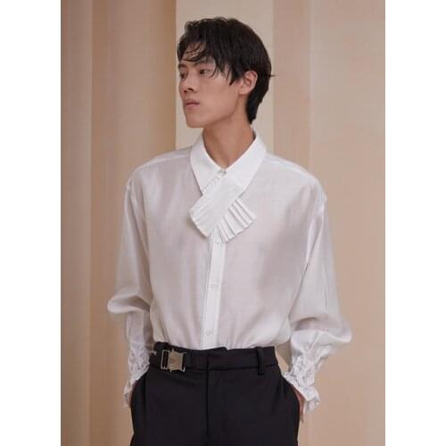 XS-6XL New 2021 Men Womens clothing Fashionable design sense Sleeve cuff pleated retro long sleeve Shirt plus size costumes