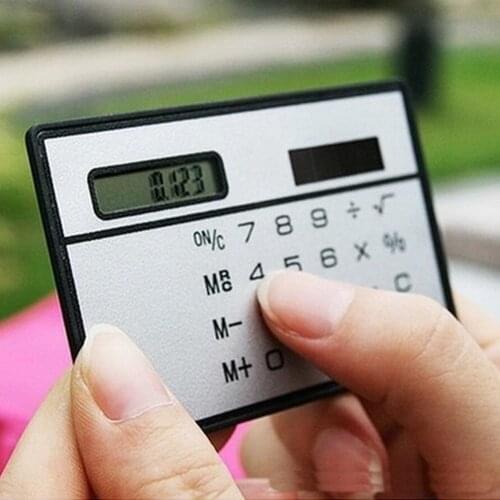Portable Digit Calculator Ultra Slim Solar Powered Credit Card Cheap Durable Solar Power Pocket Calculator Small Travel Compact