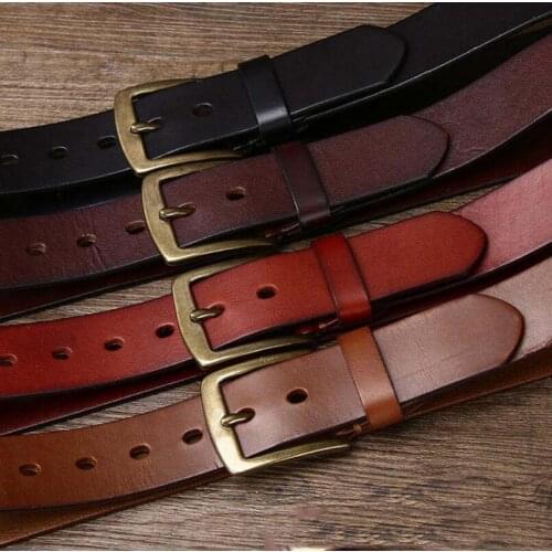 Personalized Fashion Argentina Belt Male Leather Pin Buckle Cowhide Pure Copper Buckle Retro Casual All-match Trouser Belt