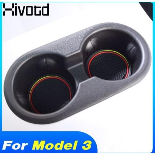 Hivotd For Tesla Model 3 2018 2019 rubber mat door mat anti-slip Cup pad Interior decoration car styling accessory Gate slot pad
