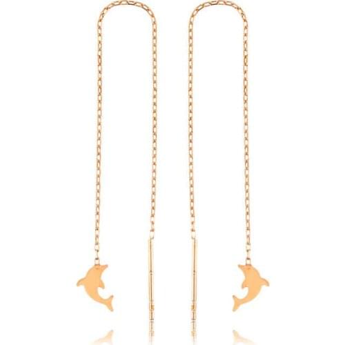 Tevuli 925 Sterling Silver Chain Dolphin Fish Earrings