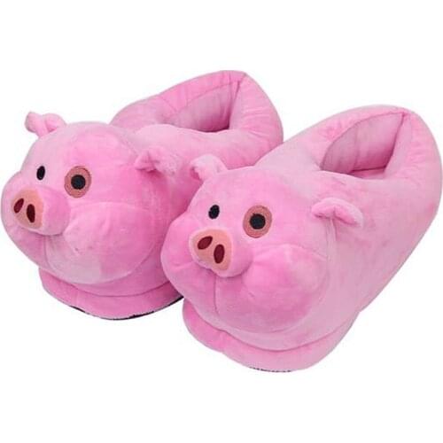 Cute Pink Pig Cotton Slippers Lovers Home Lovely Cartoon Women Plush Slides Winter New Warm Indoor Comfort Fluffy Sandals Shoes