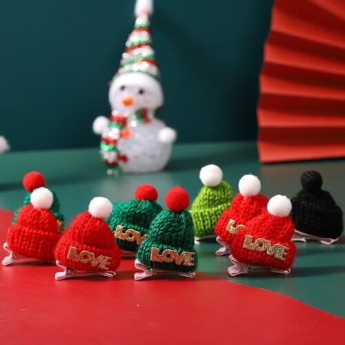 Knitted Small Christmas Hat Santa Claus Cap Cute Christmas Hats Headdress Party Favors DIY Handmade Accessories (Red)