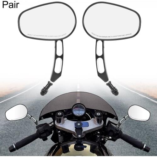 Motoforti 1 Pair Universal Motorcycle Side Rearview Mirror Irregular Ellipse Shape Mirrors for Handlebar Mount