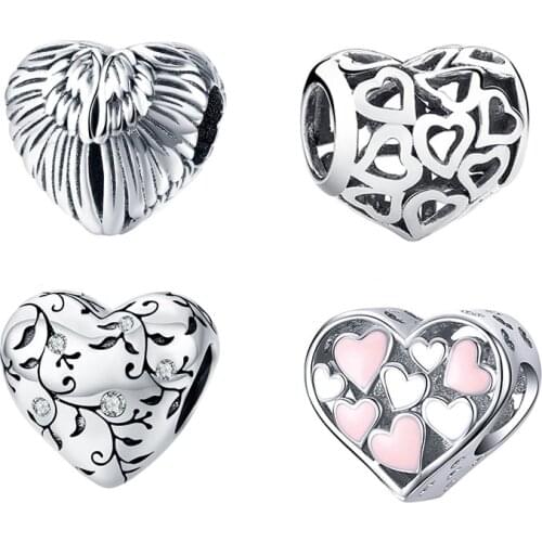 WOSTU Hot Sale Retro Love Heart Alloy Charm Pendants For Women Charm Dangle Fit Bracelet for Women Fashion Jewelry