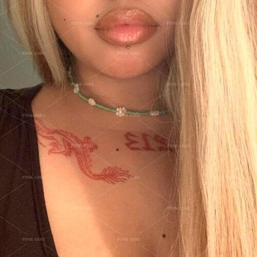 Y2K Jewelry Flower Bead Necklace for Women Rainbow Color Bohemian Handmade DIY Vintage Necklace Charms 90s Aesthetic Gifts New