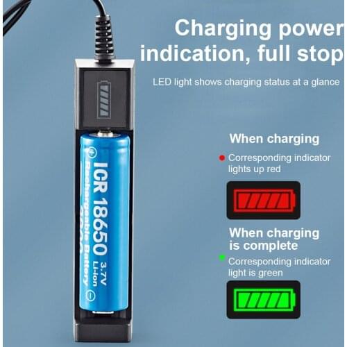 Battery Charger 18650 Lithium Rechargeable Battery Charger Universal Single Slot Cell Charging Adapter Smart Quick Charging
