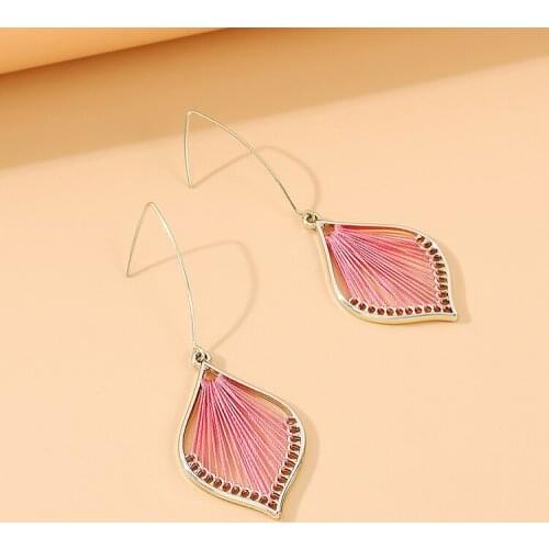 TONGKWOK Bohemia Exaggeration Dangle Earrings For Women Silk Thread Tassel Metal Long Chandelier Earrings # 142823