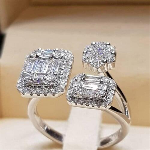 Luxury Promise ring 925 Sterling silver T shape AAAAA Cz Stone Statement Party Wedding Band Rings for women Sizeable Jewelry