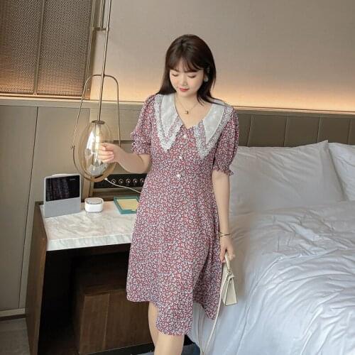 Womens Summer V-neck Lace Button Dress Plus Size Knee Length Casual Dress 100kg can be worn