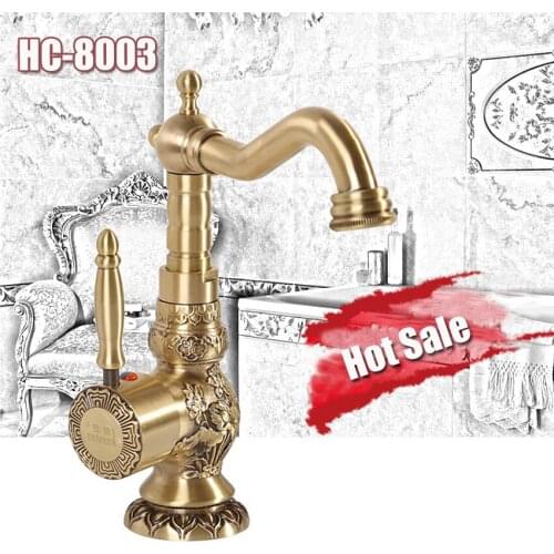 1PC HC-8003 High Quality New Arrival 1988g Continental Antique copper ceramic cartridge Hot and Cold Water basin faucet