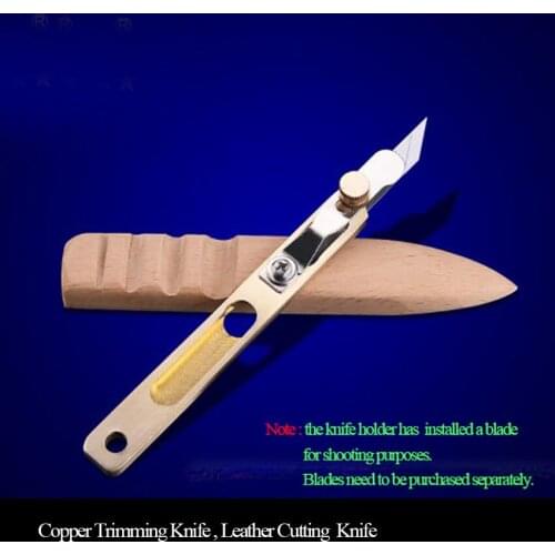 1pc durable pure copper leather cutting knife, trimming knife special tool with adjustable screw, leather handwork skiver