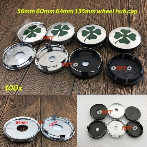 100pcs/set Wheel Center Cap 56MM 2.2" 60MM 2.36" 64MM Car accessorie Emblem Wheel Hub Cap Rim Covers leaf Logo For alfa rome