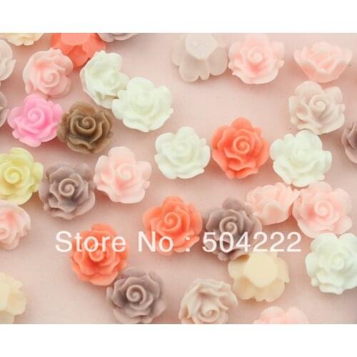 150pcs medium size colorful Resin Rose matte pastel Flat Back Cabochon charm for Bobby Pins, Flower Rings Pendants