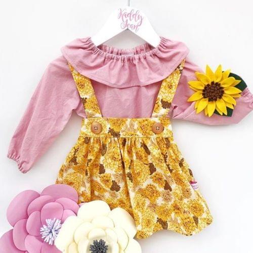 2Pcs Toddler Baby Girl Long Sleeve Top T-shirt Flower Skirt Dress Outfit Clothes
