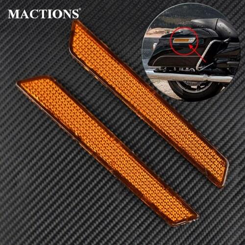 2PCS Motorcycle Hard Saddlebags Guard Latch Cover Reflectors For Harley Touring Road King Street Road Glide FLHT 2014 2015-2018