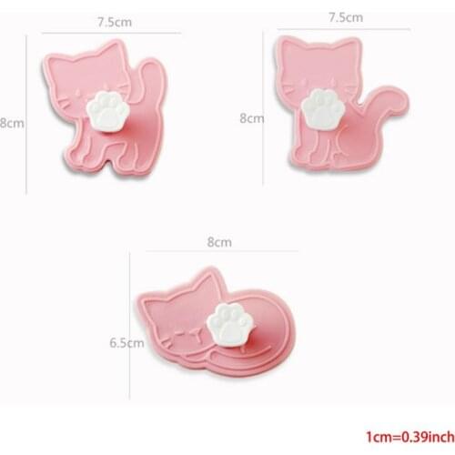 3Pcs/set Cute Cat Cookie Molds Fondant Cutter Biscuit Cutter Cake Pastry Mold Decoration Kitchen DIY Baking Supplies
