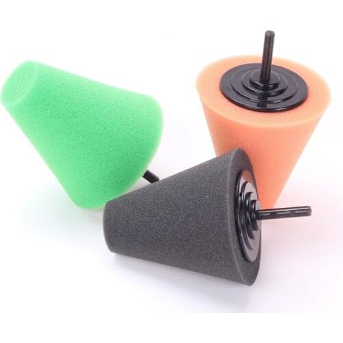 3 Pcs Car Burnishing Foam Sponge Automotive Polishing Cone Shaped Buffing Pads Car Wheel Hub Care Metal Pad Soft Polishing tool