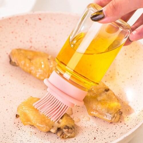 3Pcs Portable Oil Bottle with Brush Silicone Barbecue High Temperature Kitchen Baking Pastry Barbecue BBQ Tool