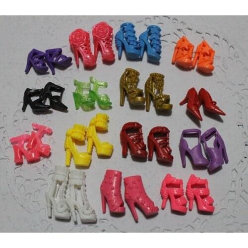 300 Pairs/lot Fashion Mixed Colors&Styles Cute Dolls High-Heel Sandals Shoes Pack For Barbies 1/6 Girl Dolls Beautiful Toy Shoes
