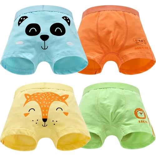 4 Pcs/Set Boys Underwear Childrens Underwear for Kids Cartoon Animal Shorts Soft Cotton Underpants Boys Teenage Panties