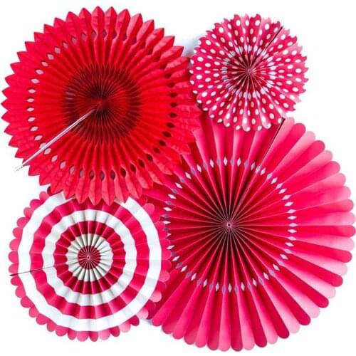 4PCS Hanging Paper Fans Decorative Handmade Round Hanging Ornaments Party Fans For Wedding Birthday Home Decoration