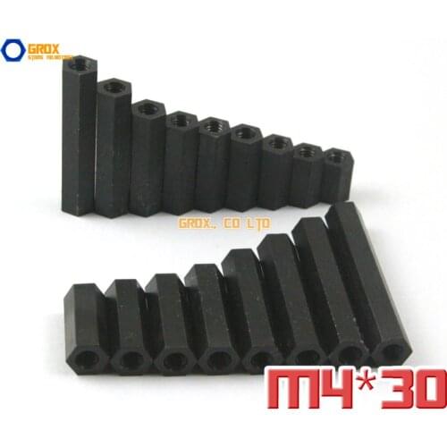 50 Pieces Black Nylon M4 x 30mm Female PCB Motherboard Standoff Spacer