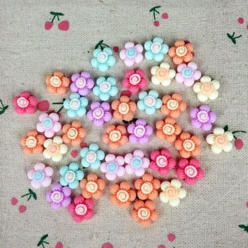 50 Pieces Mixed Color Flatback Flat Back Resin Flower Cabochon Kawaii DIY Resin Daisy Craft Decoration Handmake Accessoires:13mm