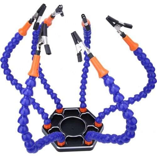 6 Flexible Arms Soldering Third Hand PCB Holder Stand Helping Clamp Soldering Aid Tool