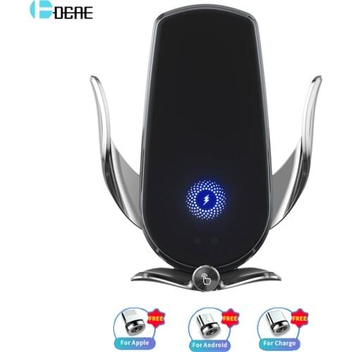 Automatic 15W Qi Car Wireless Charger for iPhone 12 11 XS XR X 8 Samsung S20 S10 Magnetic USB Fast Charging Phone Holder Mount