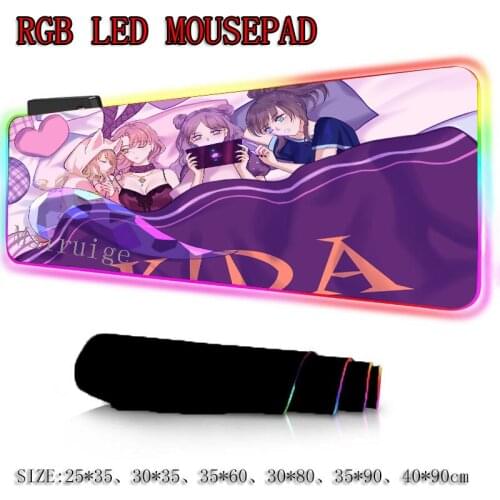 Mairuige Anime Sexy Sisters HD Custom Large Gaming RGB Mouse Pad Black Lock-edge Computer Desk Mat Non-slip Rubber Stripe Xxl