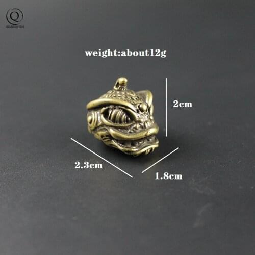 Vintage Copper Chinese Mythical Animal Lucky Lion Bell Key Chains Pendant Retro Brass Avoid Evil Feng Shui Charm Men Car Keyring